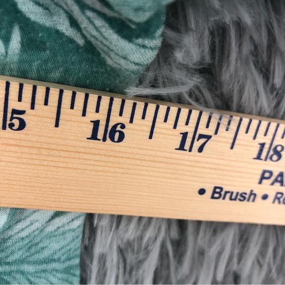 Daytrip Top Womens Large Green Brown Leaves Square Neck Shirt - Picture 6 of 8